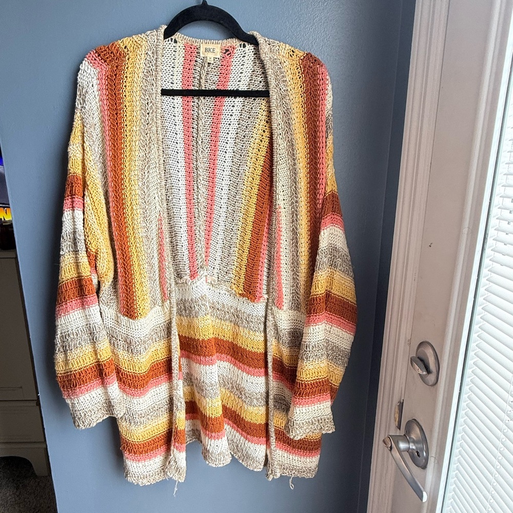 BKE Women's Multicolor Striped Cardigan